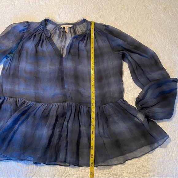 Rebecca Taylor 100% Silk Sheer Fray Collar Blouse - 4 - Picture 10 of 13